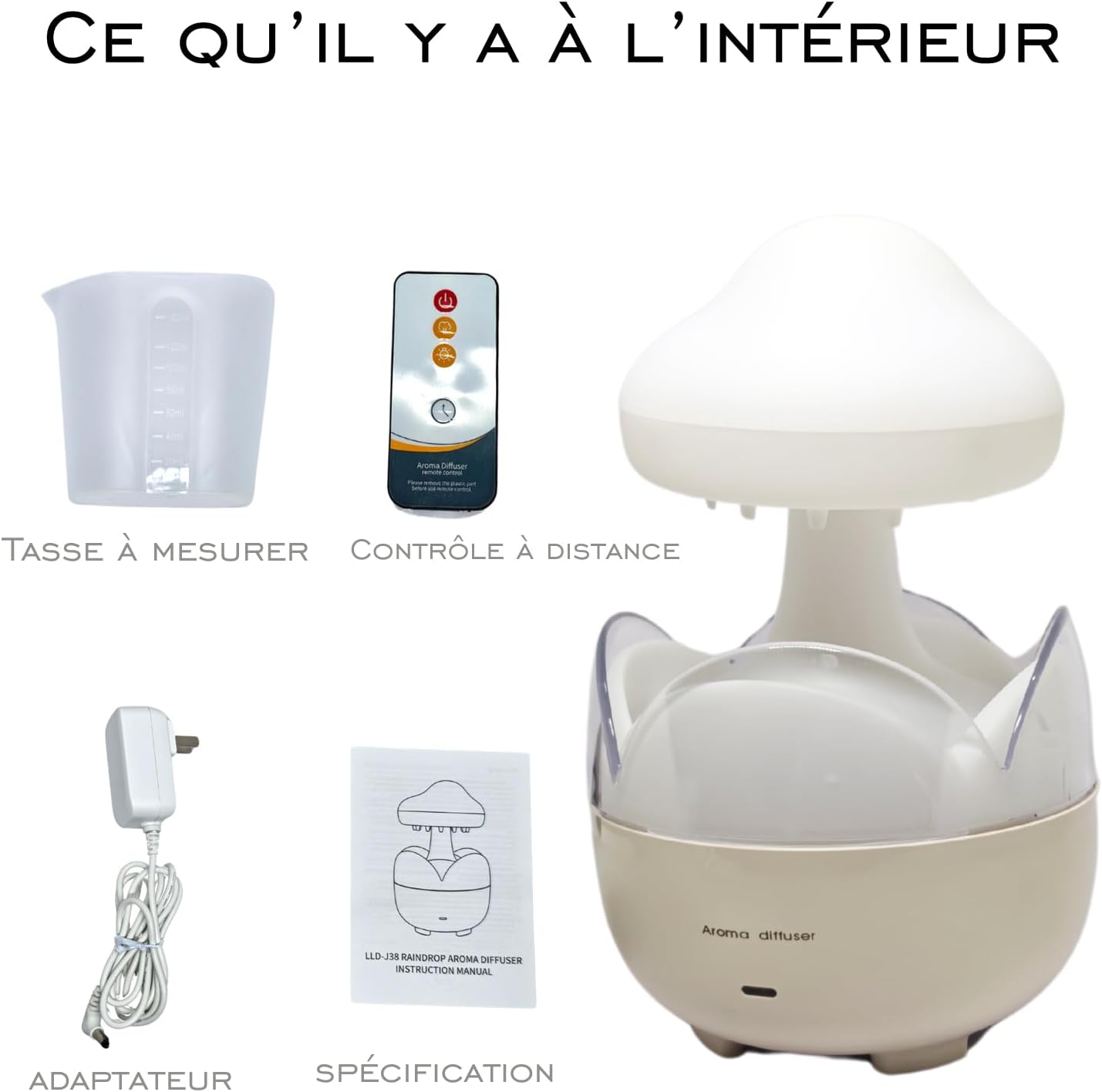 airkon2.0 Raindrop Humidificateur Portable, Capacité De 230 Ml, Diffuseur D'Huiles Essentielles Nuage Avec Veilleuse Et Arrêt Automatique Sans Eau, Pour Bureau, Chambre À Coucher, Salon